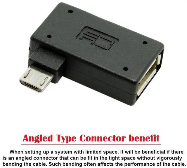 Alt view image 3 of 5 - 90 Degree Right Angled Micro USB 2.0 OTG Host Adapter with USB Power for Galaxy S3 S4 S5 Note2 Note3 Cell Phone & Tablet