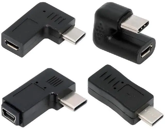 Main image of 4pcs/lot USB-C USB2.0 Type C 480Mbps Male to Micro & Mini USB Female Power Data Adapter Opposite Right Back Angled
