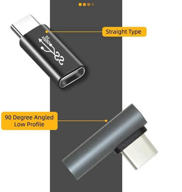 Alt view image 2 of 7 - 2pcs/lot Straight & Low Profile Angled USB 3.1 Type C Male to USB-C Female Power Data 10Gbps Adapter for NS Switch & Phone