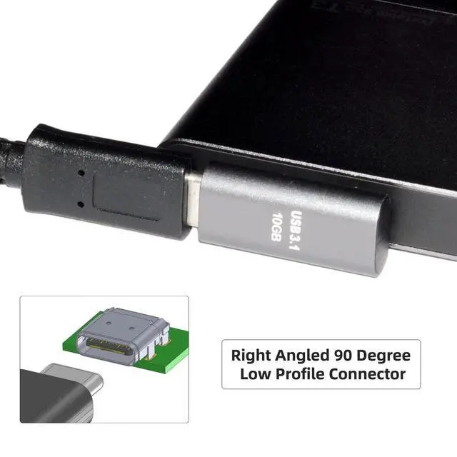 Alt view image 6 of 7 - 2pcs/lot Straight & Low Profile Angled USB 3.1 Type C Male to USB-C Female Power Data 10Gbps Adapter for NS Switch & Phone