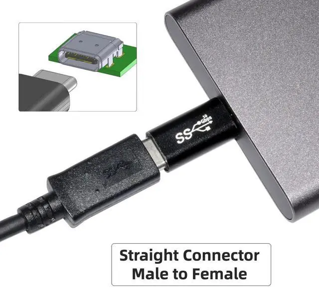Alt view image 7 of 7 - 2pcs/lot Straight & Low Profile Angled USB 3.1 Type C Male to USB-C Female Power Data 10Gbps Adapter for NS Switch & Phone