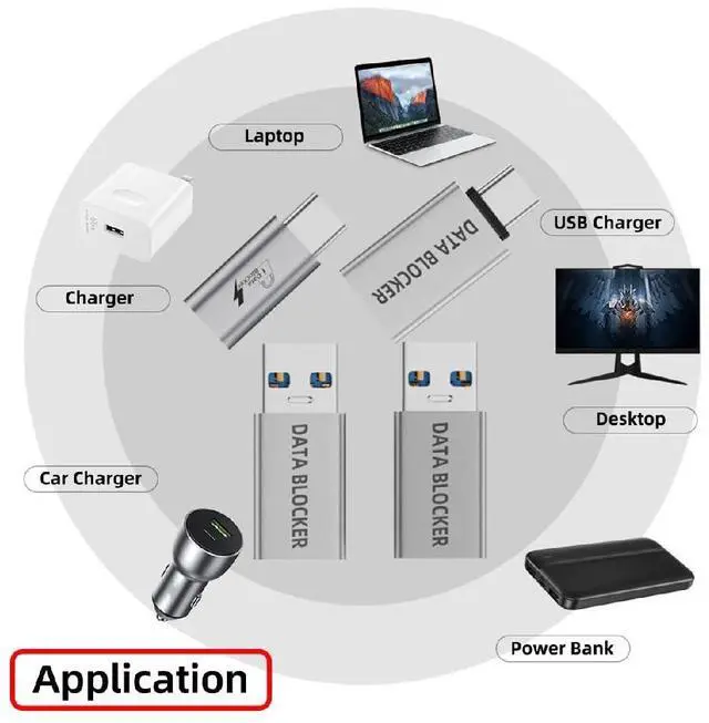 Alt view image 7 of 7 - 4PCS USB Data Blocker Male to Female Type-A to USB-C Only for Power Charge Eliminate Data Risks During Charging Anti-Hacking Protection