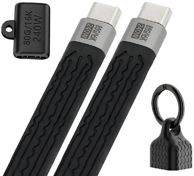 Main image of 240W 80Gbps USB5.0 Flat Slim FPC Cable 16K@30hz 8K 60Hz 5K & Female Extender Lanyard Strap Chain Compatible with 40Gbps USB4.0 Thunderbolt3/4/5