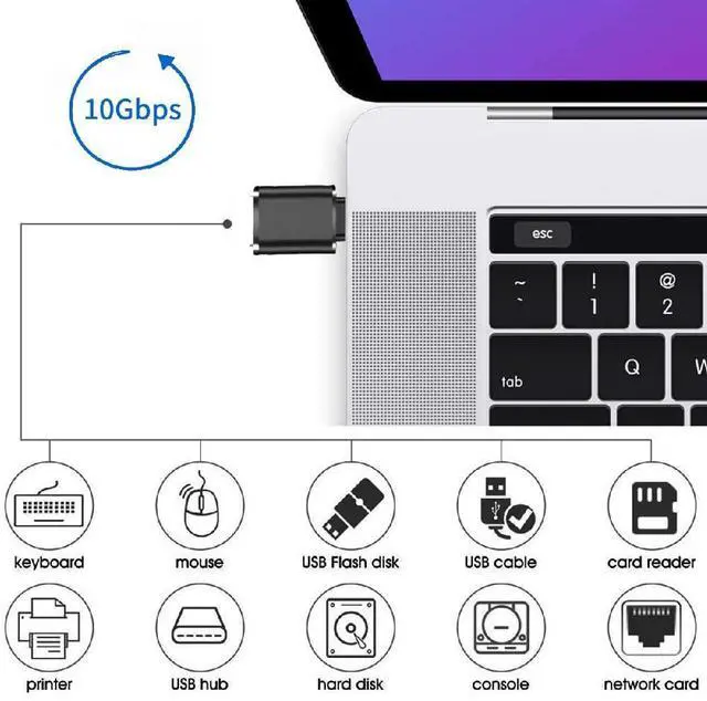 Alt view image 3 of 6 - USB-C Type-C 10Gbps to USB 3.0 OTG Female Adapter for Laptop Tablet Phone Disk Mouse Keyboard