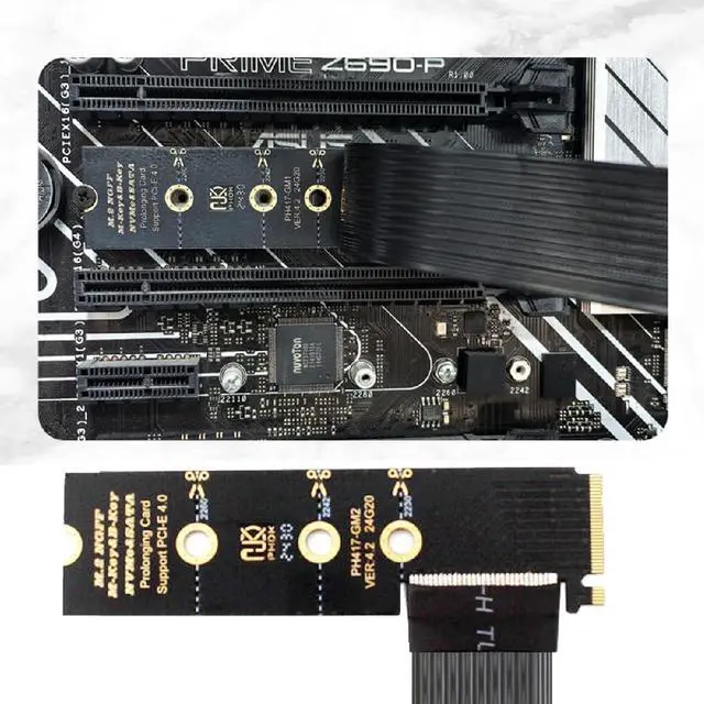 Alt view image 6 of 7 - M.2 M-Key NGFF NVMe Right Angled Type 90 Degree to Up Angled PCI-E X1 X4 X8 X16 Socket Cable Graphics Card Extension Adapter PCI-Express