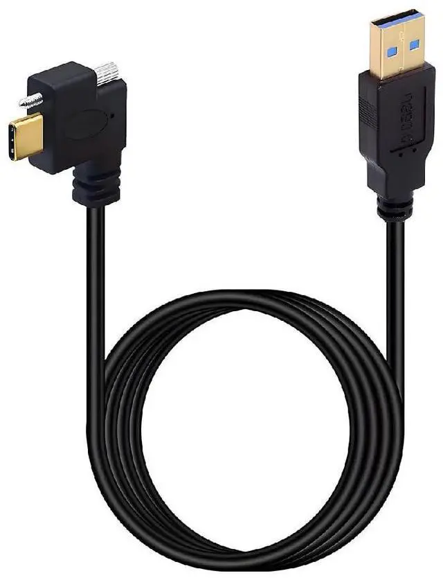 Main image of USB 3.1 Type-C Single Locking Screw Left Right Angled to USB3.0 Type-A Male to Male Data Power Cable for Camera 2M
