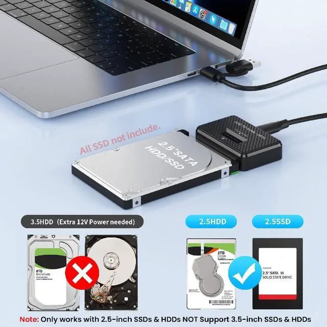 Alt view image 5 of 7 - USB-C USB3.0 Type-C to M.2 NVME M-Key/SATA 2.5 Inch Dual SSD External PCBA Docking Vertical Case Enclosure