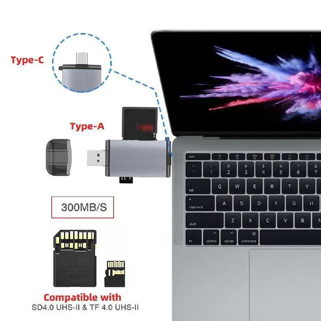 Alt view image 5 of 7 - USB 3.0 Type-A Type-C to UHS-III UHS-II SD4.0 TF Micro-SD Card Reader Writer for Camera & Laptop & Tablet & Phone & Camera