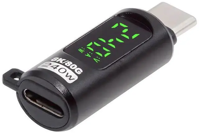 Main image of 240W 80Gbps Male to Female Extension Adapter USB5.0 Smart LED Display with 8K 5K Compatible with USB4.0 Thunderbolt3/4/5