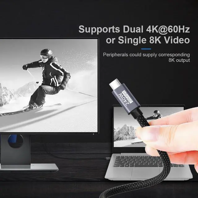 Alt view image 7 of 7 - 20Gbps 240W USB3.2 Cable USB-C 8K 5K 4K USB4.0 Hyper Super Coiled Type-C Fast Charging Cord 2M