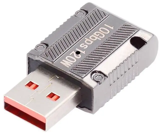 Main image of 10Gbps Data USB-C USB 3.1 Type C Female to USB 3.0 Type-A Male Left Angled Slim Type 90 Degree 120W Power Adapter Mecha Cyberpunk Style