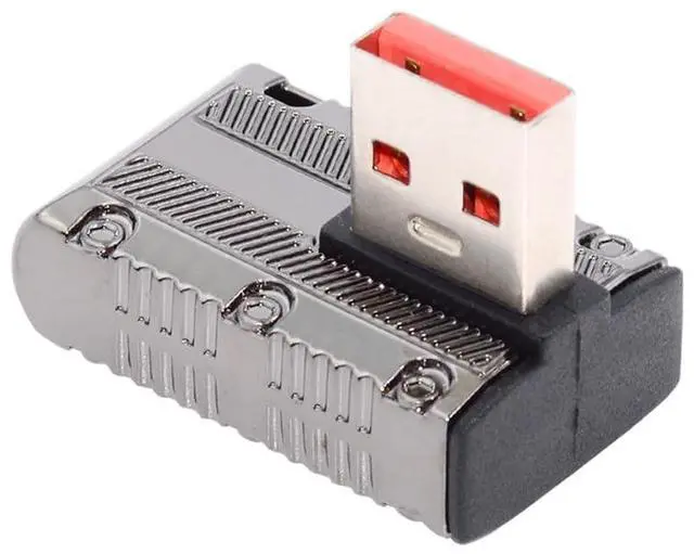 Main image of 10Gbps Data USB-C USB 3.1 Type C Female to USB 3.0 Type-A Male Left Angled Low Profile Type 90 Degree 120W Power Adapter Mecha Cyberpunk Style