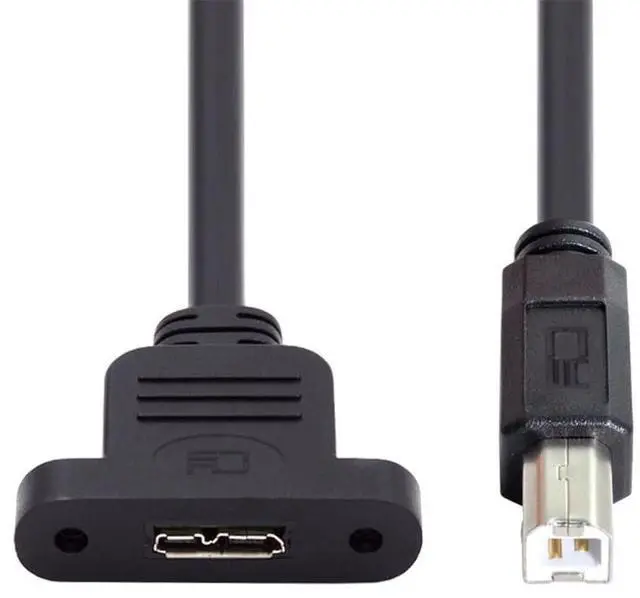 Main image of 480Mbps USB2.0 Type-B Male to Micro USB 3.0 Type-B Female Screw Mount Type Extension Cable 50cm