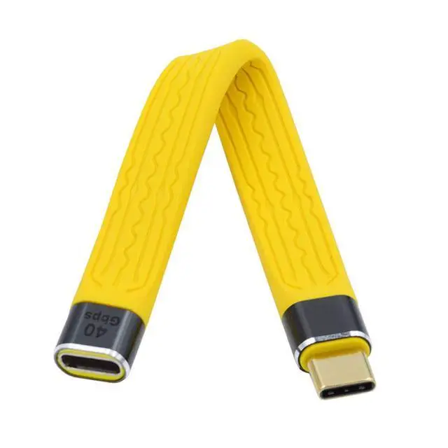 Alt view image 7 of 7 - Yellow USB4 Extension Cable Slim Flat Male to Female 40Gbps with 100W Charging and 8K@60Hz USB4.0