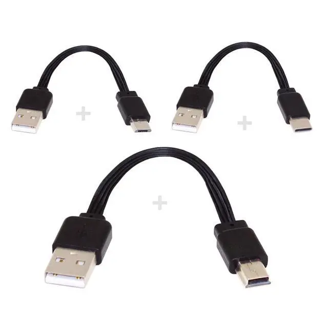 Alt view image 2 of 7 - 3pcs/lot USB 2.0 Type-A to Mini Micro USB Type-C Male Data Flat Slim FPC Cable for FPV & Disk & Phone 13cm