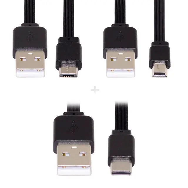Alt view image 6 of 7 - 3pcs/lot USB 2.0 Type-A to Mini Micro USB Type-C Male Data Flat Slim FPC Cable for FPV & Disk & Phone 13cm
