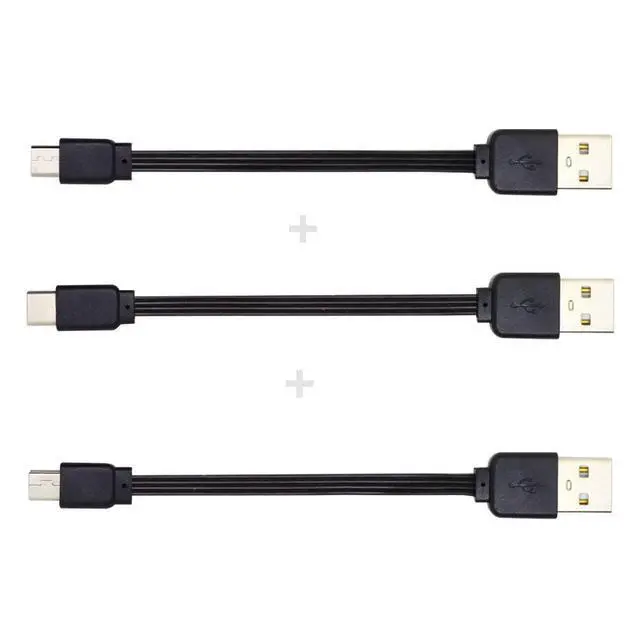 Alt view image 7 of 7 - 3pcs/lot USB 2.0 Type-A to Mini Micro USB Type-C Male Data Flat Slim FPC Cable for FPV & Disk & Phone 13cm