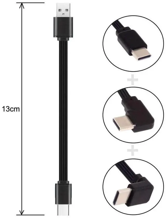 Alt view image 2 of 7 - 3pcs/lot USB 2.0 Type-A Male to USB-C Type-C Male Angled Data Flat Slim FPC Cable for FPV & Disk & Phone 13cm
