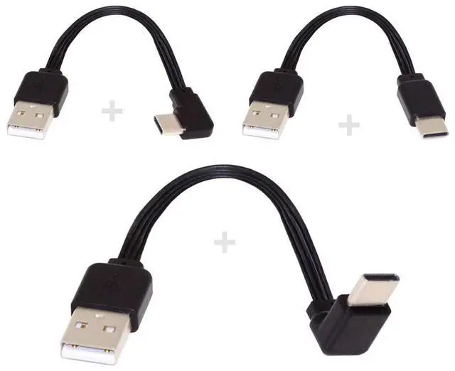 Alt view image 3 of 7 - 3pcs/lot USB 2.0 Type-A Male to USB-C Type-C Male Angled Data Flat Slim FPC Cable for FPV & Disk & Phone 13cm