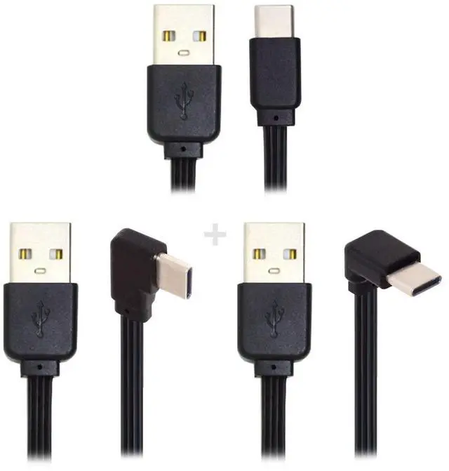 Alt view image 4 of 7 - 3pcs/lot USB 2.0 Type-A Male to USB-C Type-C Male Angled Data Flat Slim FPC Cable for FPV & Disk & Phone 13cm