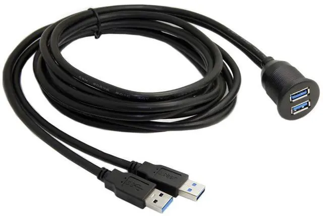Main image of 1m Waterproof Dual USB 3.0 Extension AUX Flush Mount Car Mount Extension Cable for Dashboard Panel