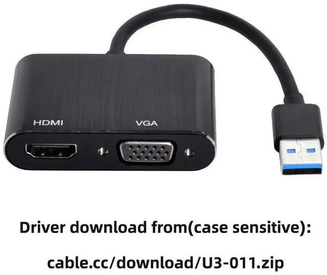 Alt view image 2 of 7 - USB 3.0 2.0 to HDMI VGA HDTV Adapter Cable External Graphics Card for Windows Laptop