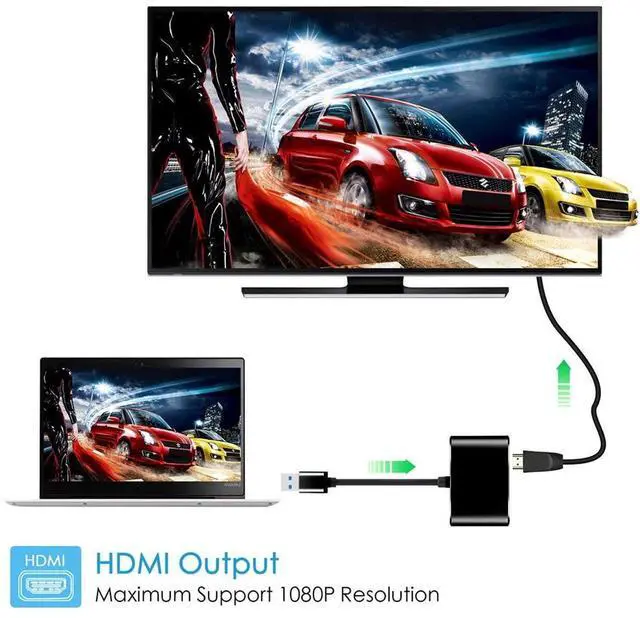 Alt view image 4 of 7 - USB 3.0 2.0 to HDMI VGA HDTV Adapter Cable External Graphics Card for Windows Laptop