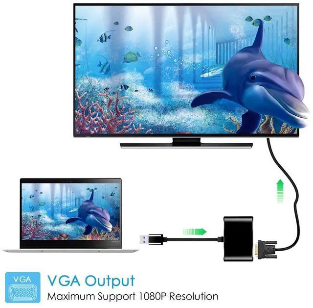Alt view image 6 of 7 - USB 3.0 2.0 to HDMI VGA HDTV Adapter Cable External Graphics Card for Windows Laptop