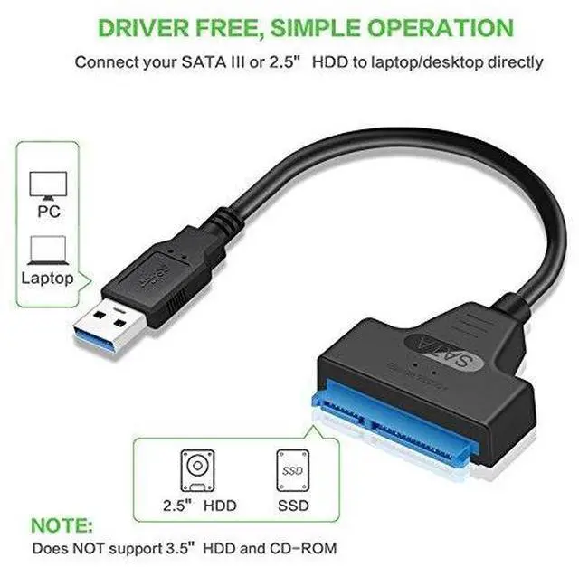 Alt view image 4 of 6 - Super Speed 5Gbps USB 3.0 to SATA 22 Pin Adapter Cable for 2.5 Hard Disk Driver SSD