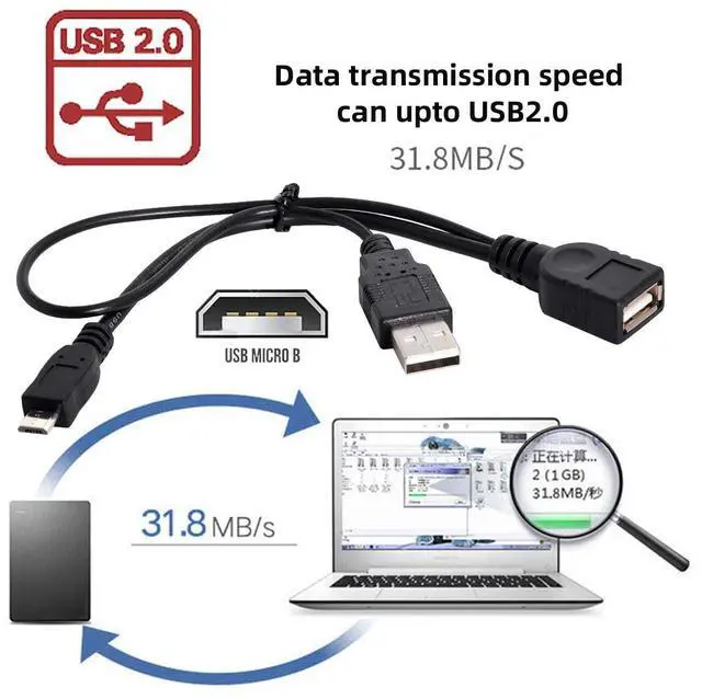 Main image of Black Color Micro USB 2.0 OTG Host Flash Disk Cable with USB power for Galaxy S3 i9300 S4 i9500 Note2 N7100 Note3 N9000 & S5 i9600
