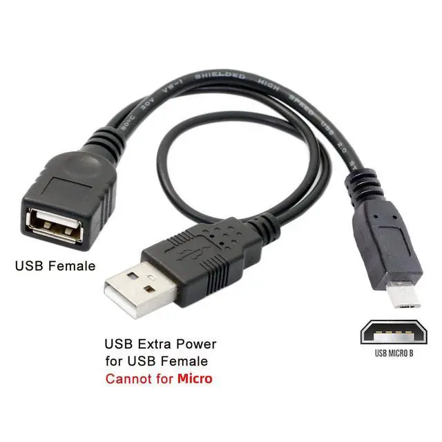 Alt view image 2 of 5 - Black Color Micro USB 2.0 OTG Host Flash Disk Cable with USB power for Galaxy S3 i9300 S4 i9500 Note2 N7100 Note3 N9000 & S5 i9600