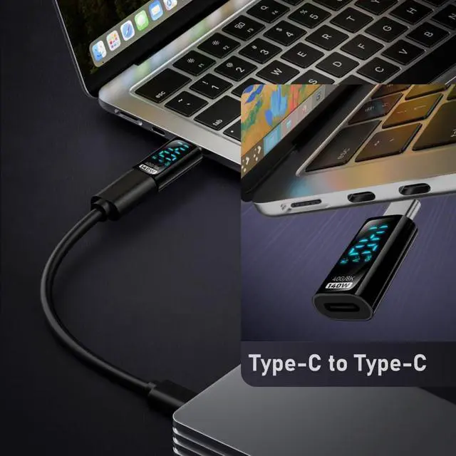 Alt view image 2 of 7 - USB C Digital Display Adapter, USB 4.0 Type C Male to Female 40Gbps 8K@60Hz Data Transfer PD 140W Fast Charging Power Meter Tester Converter Adapter
