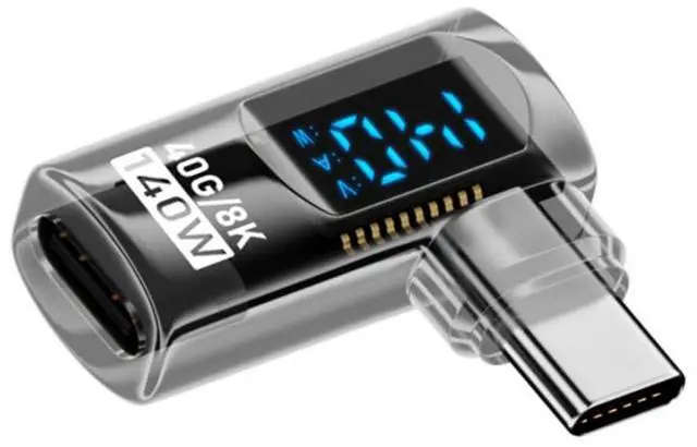 Main image of USB C Digital Display Adapter, USB 4.0 Type C Male to Female 90 Degree Right Angled 40Gbps 8K@60Hz Data Transfer PD 140W Fast Charging Power Meter Tester Converter Adapter