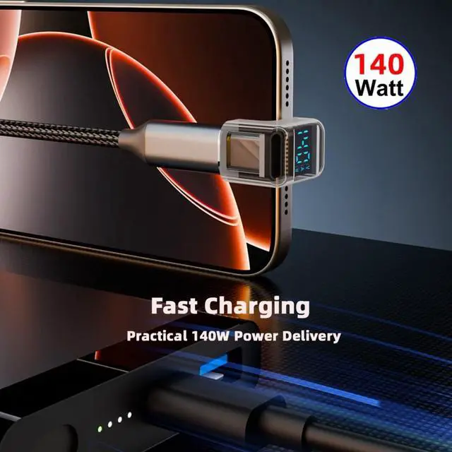 Alt view image 3 of 7 - USB C Digital Display Adapter, USB 4.0 Type C Male to Female 180 Degree Angled 40Gbps 8K@60Hz Data Transfer PD 140W Fast Charging Power Meter Tester Converter Adapter