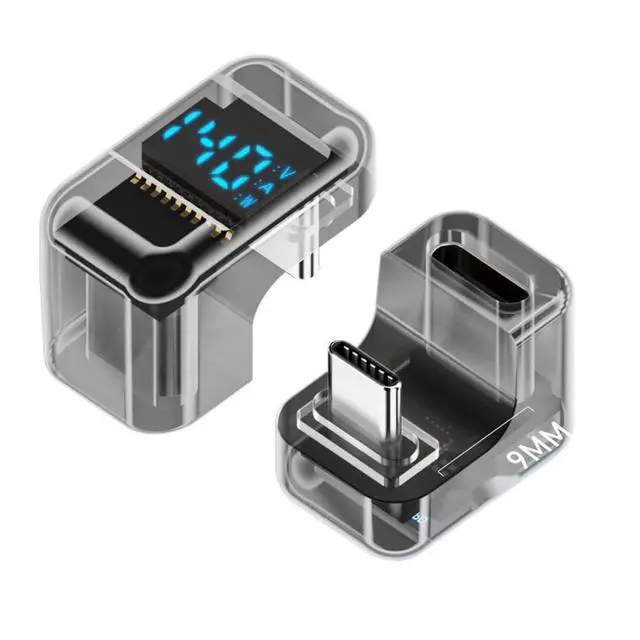 Alt view image 7 of 7 - USB C Digital Display Adapter, USB 4.0 Type C Male to Female 180 Degree Angled 40Gbps 8K@60Hz Data Transfer PD 140W Fast Charging Power Meter Tester Converter Adapter
