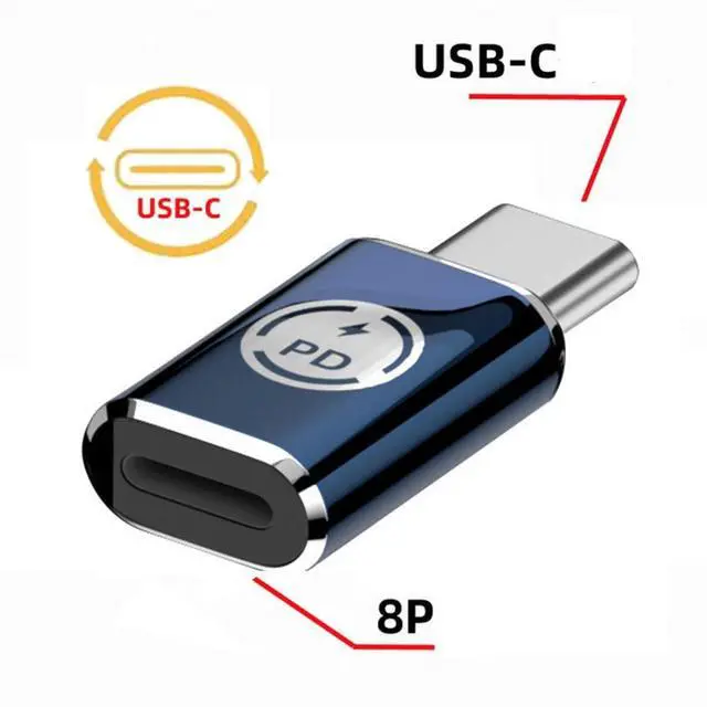 Alt view image 6 of 7 - USB C to 8P Converter USB C PD 27W Power 480Mbps Data Adapter Compatible with Phone & Andtoid & Tablet