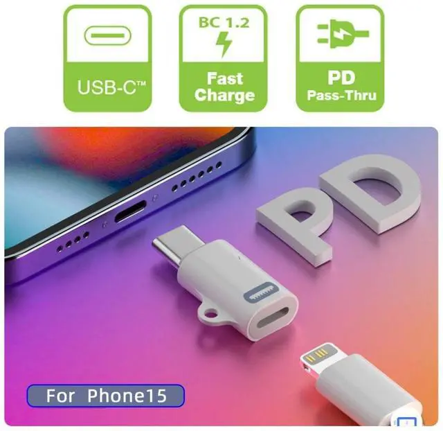 Alt view image 2 of 7 - 2 Pack USB C to 8P Converter USB C PD 27W Power 480Mbps Data Adapter Compatible with Phone & Android & Tablet