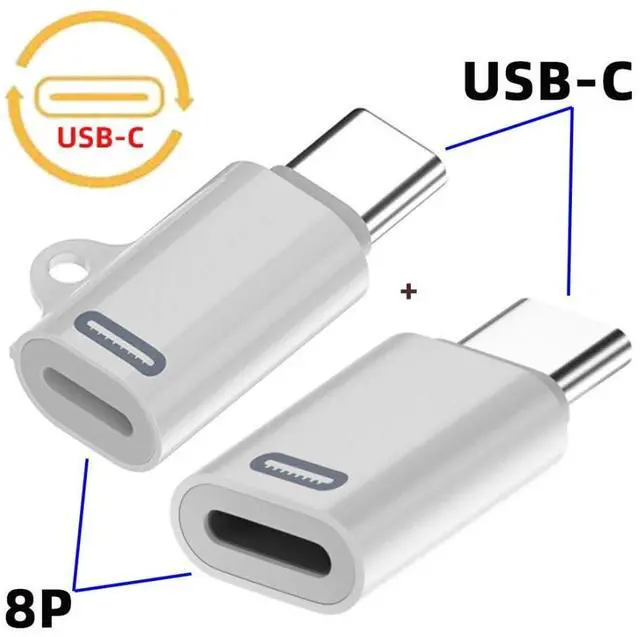 Alt view image 6 of 7 - 2 Pack USB C to 8P Converter USB C PD 27W Power 480Mbps Data Adapter Compatible with Phone & Android & Tablet