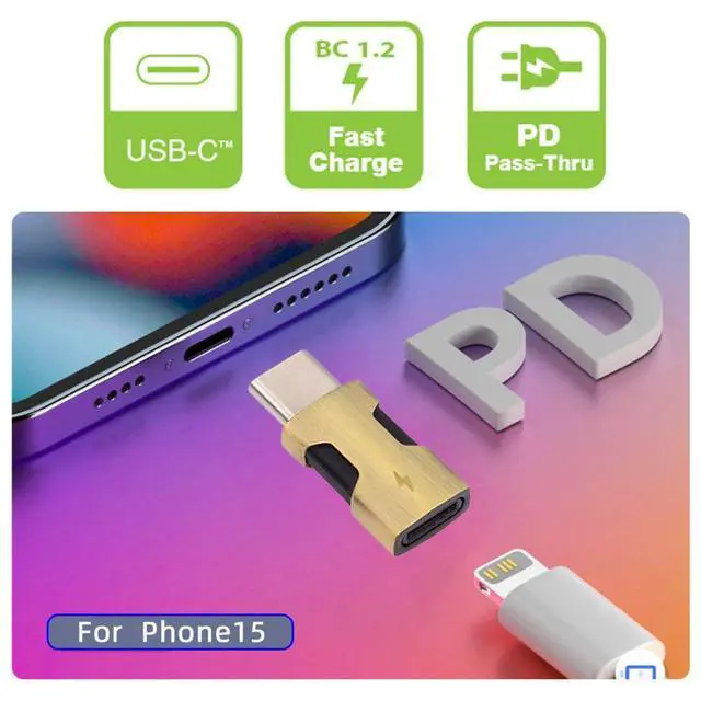 Alt view image 2 of 7 - 2 Pack 8P to USB C Converter USB C PD 27W Power 480Mbps Data Adapter Compatible with Phone & Android & Tablet
