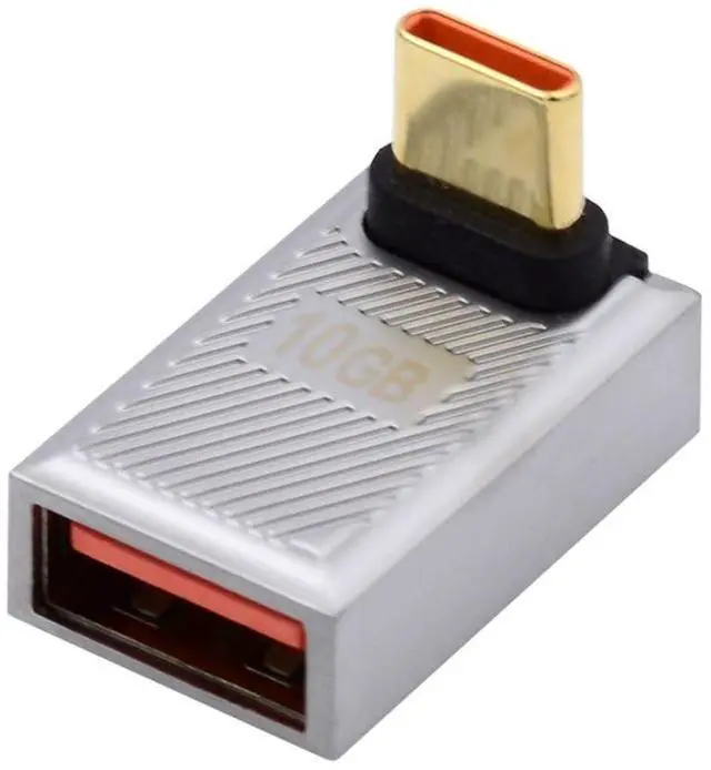 Main image of USB C Connector USB 3.0 to USB C OTG Data 10Gbps PD 120W Power Adapter Alloy Shell 90 Degree UP Angled