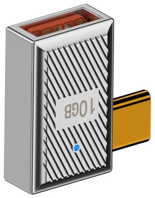 Main image of USB C Connector USB 3.0 to USB C OTG Data 10Gbps PD 120W Power Adapter Alloy Shell 90 Degree Right Angled
