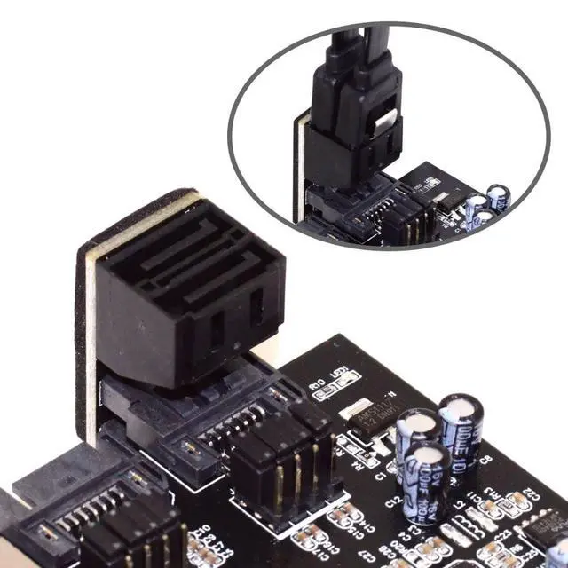 Alt view image 3 of 7 - Dual SATA 7Pin Male to 7Pin Female Vertical 90 Degree Angled Expansion Adapter Low Profile for Desktops SSD HDD Mainboard Motherboard