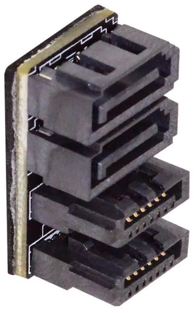 Main image of Dual SATA 7Pin Male to 7Pin Female 360 Degree Angled Expansion Adapter Low Profile for Desktops SSD HDD Mainboard Motherboard