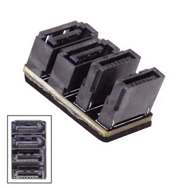 Alt view image 2 of 7 - Dual SATA 7Pin Male to 7Pin Female 360 Degree Angled Expansion Adapter Low Profile for Desktops SSD HDD Mainboard Motherboard