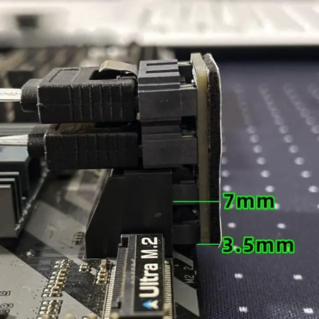 Alt view image 4 of 7 - Dual SATA 7Pin Male to 7Pin Female 360 Degree Angled Expansion Adapter Low Profile for Desktops SSD HDD Mainboard Motherboard