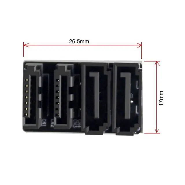 Alt view image 6 of 7 - Dual SATA 7Pin Male to 7Pin Female 360 Degree Angled Expansion Adapter Low Profile for Desktops SSD HDD Mainboard Motherboard