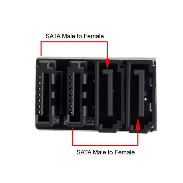 Alt view image 5 of 7 - Dual SATA 7Pin Male to 7Pin Female 360 Degree Angled Expansion Adapter Low Profile for Desktops SSD HDD Mainboard Motherboard