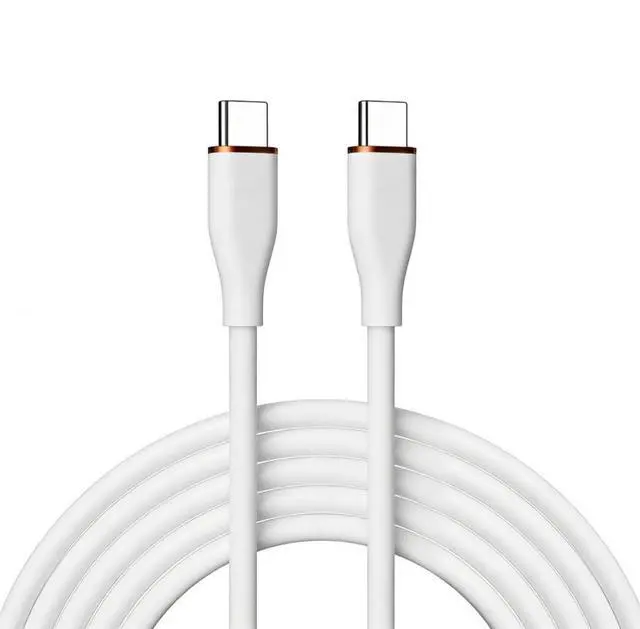 Main image of USB C to C Silicone Cable,USB 2.0 Type C PD 65W Fast Charge Data Extension Cable Compatible with iPhone 15 White 3.28FT/1.0M