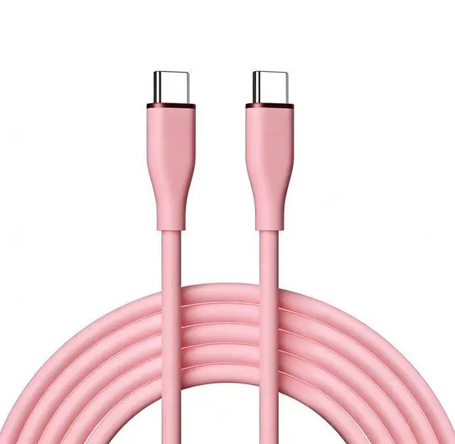 Main image of USB C to C Silicone Cable,USB 2.0 Type C PD 65W Fast Charge Data Extension Cable Compatible with iPhone 15 Pink 3.28FT/1.0M