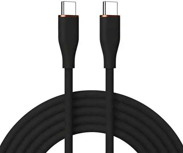 Main image of USB C to C Silicone Cable,USB 2.0 Type C PD 65W Fast Charge Data Extension Cable Compatible with iPhone 15 Black 3.28FT/1.0M